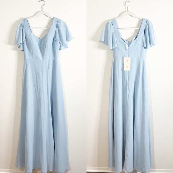 NWT Revelry Madeline Convertible Chiffon Maxi Dress Light Blue Size 6 - Picture 3 of 6